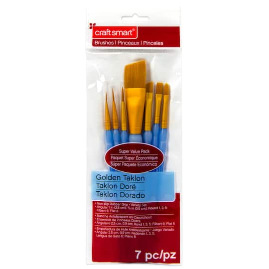 9 Packs: 7 ct. (63 total) Golden Taklon Angular Brush Super Value Pack by Craft Smart®